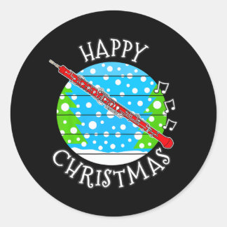 Sticker Rond Noël Oboe Oboiste Woodwind Musicien Noël 2022