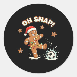 Sticker Rond Noël Oh Snap Pain d'épice Football Drôle Xmas Ho