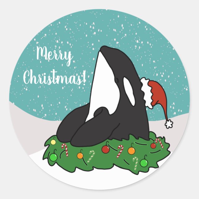 Sticker Rond Noël Orca (Devant)