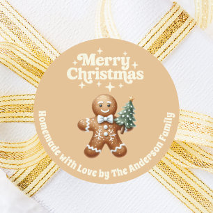 Sticker Rond Noël pain d'épice homme fait main beige