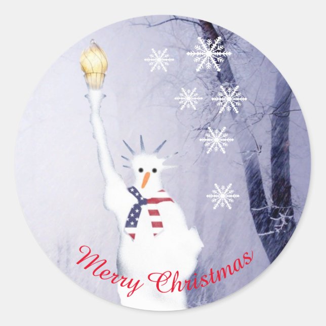 Sticker Rond Noël Patriotique Américain (Devant)