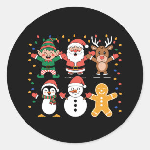 Sticker Rond Noël Père Noël Amis Fête famille Noël