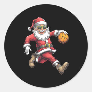Sticker Rond Noël Père Noël Dunking Un Sketll Garçons Enfants X
