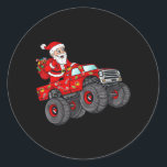 Sticker Rond Noël Père Noël équitation dans Monster Truck Boys<br><div class="desc">Noël Père Noël équitation dans Monster Truck Boys Enfants Noël</div>