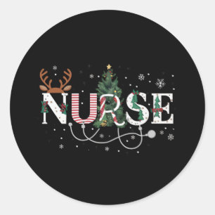 Sticker Rond Noël Père Noël Préférée Infirmière Noël Cadeaux Fê