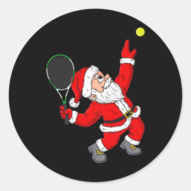 Sticker Rond Noël Père Noël Tennis Amusants Garçons Filles Enfa (Devant)