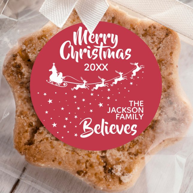 Sticker Rond Noël Père Noël vacances pour les rennes de traînea (Créateur téléchargé)