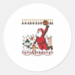 Sticker Rond Noël Père Noël Volleyball Bonhomme de neige Renne