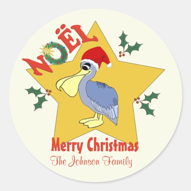 Sticker Rond Noël personnalisé de l'étoile de Père Noël (Devant)