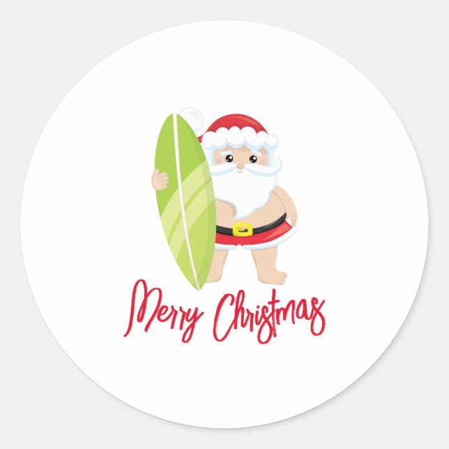 Sticker Rond Noël personnalisé du Père Noël (Devant)