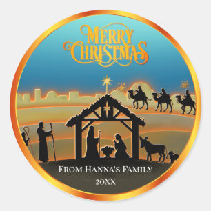 Sticker Rond Noël personnalisé en or "Joyeux Noël"