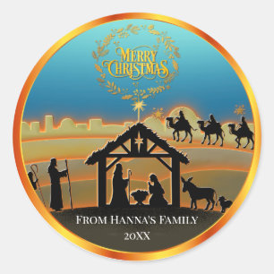 Sticker Rond Noël personnalisé or «Joyeux Noël»