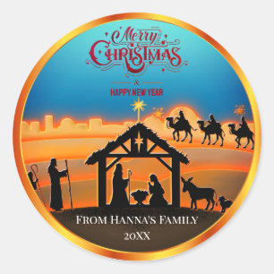 Sticker Rond Noël personnalisé or «Joyeux Noël»