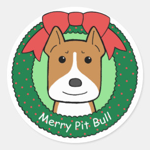 Sticker Rond Noël Pitbull