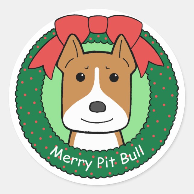Sticker Rond Noël Pitbull (Devant)
