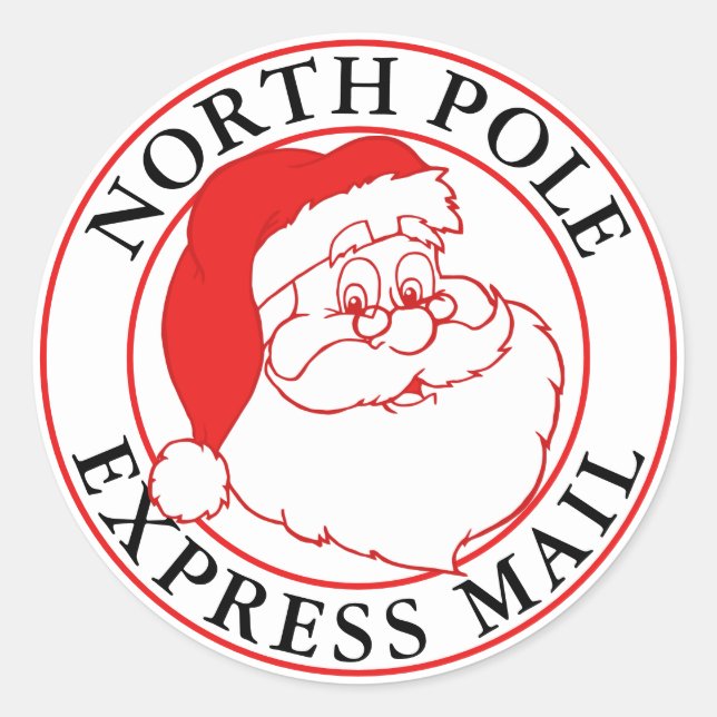 Sticker Rond Noël Pôle Nord Express Mail Père Noël (Devant)