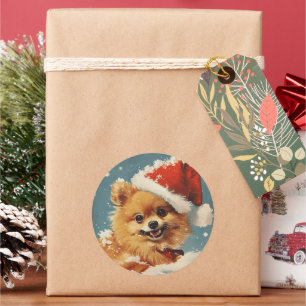 Sticker Rond Noël Poméran