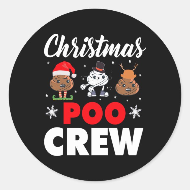Sticker Rond Noël Poo Crew vacances amusant Noël Emoji (Devant)