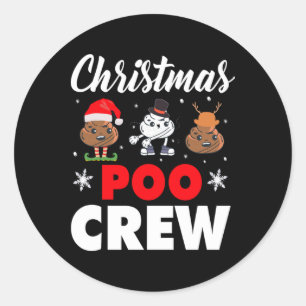Sticker Rond Noël Poo Crew vacances amusant Noël Emoji