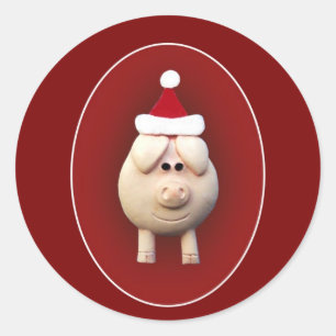 Sticker Rond Noël porcin
