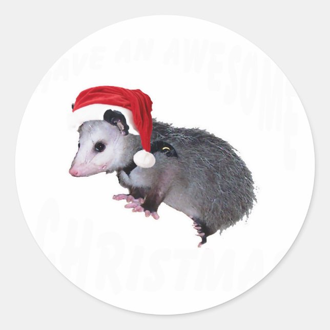 Sticker Rond Noël Possum génial (Devant)