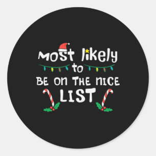 Sticker Rond Noël Probablement belle liste Noël Match de famill