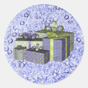 Sticker Rond Noël Purple Blue Crystal Sparkle vacances