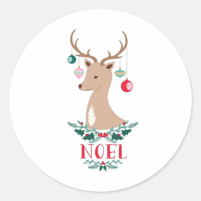 Sticker Rond Noel Reindeer (Devant)