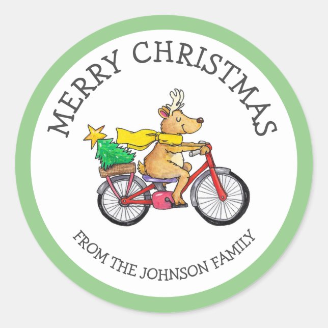 Sticker Rond Noël Renne Personnalisé  (Devant)