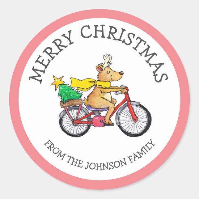 Sticker Rond Noël Renne Personnalisé  (Devant)