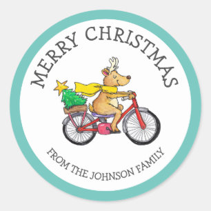 Sticker Rond Noël Renne Personnalisé 