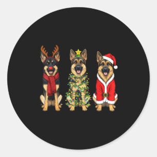 Sticker Rond Noël Rétro Berger Allemand Santa Renne Gsd