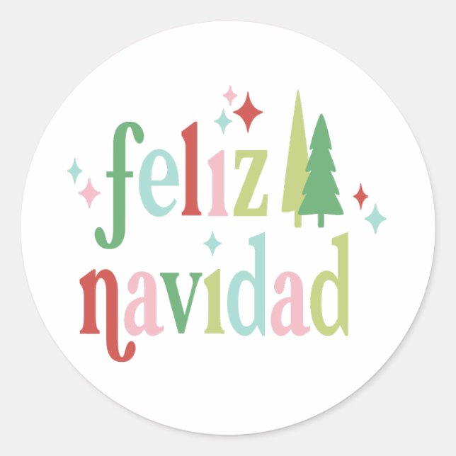 Sticker Rond Noël rétro | Feliz Navidad (Devant)
