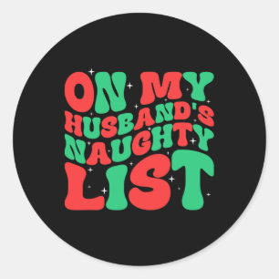 Sticker Rond Noël Rétro Sur La Liste Vilain De Mon Mari