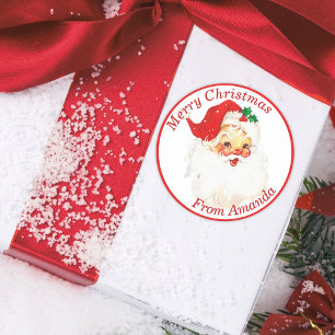 Sticker Rond Noël Retro Vintage du Père Noël 1950