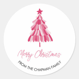 Sticker Rond Noël rose