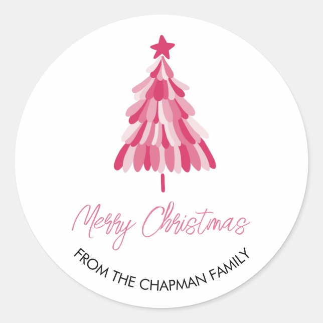 Sticker Rond Noël rose (Devant)