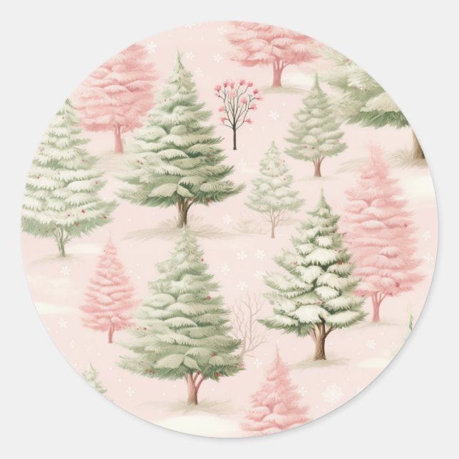 Sticker Rond Noël rose  (Devant)