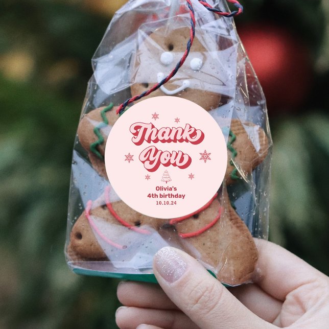 Sticker Rond Noël rose fête d'anniversaire (Créateur téléchargé)