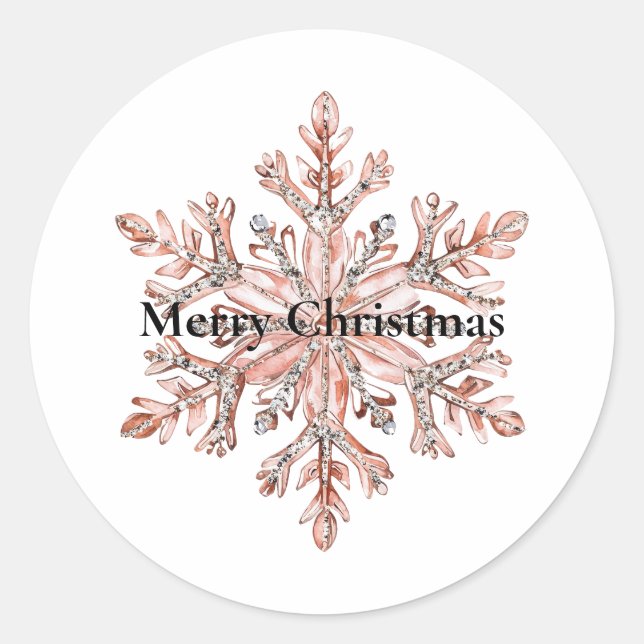 Sticker Rond Noël rose Gold Snowflake (Devant)