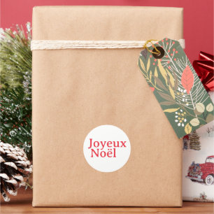 Sticker Rond Noël Rouge français "Joyeux Noël"