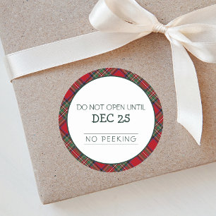 Sticker Rond Noël Rouge Vert Plaid Stewart Tartan