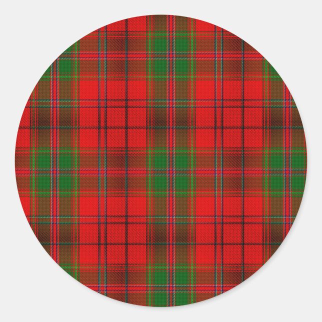Sticker Rond Noël Rouge Vert Tartan Plaid Vacances (Devant)