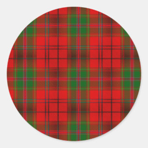 Sticker Rond Noël Rouge Vert Tartan Plaid Vacances