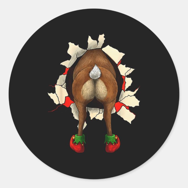 Sticker Rond Noël Rupture de Joli Cul de Renne  (Devant)