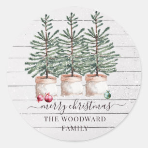 Sticker Rond Noël rustique Nom de famille