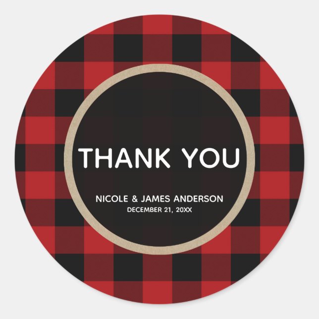 Sticker Rond Noël rustique Red Buffalo Plaid Favoriser (Devant)