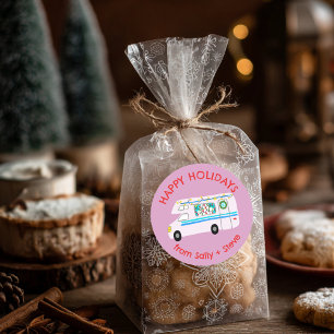 Sticker Rond Noël RV PERSONNALISÉ MAIN Tiré