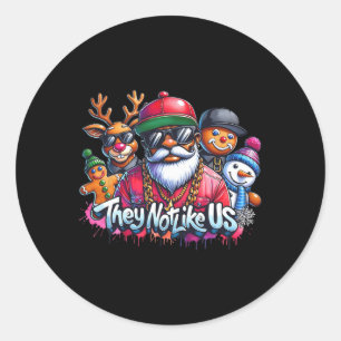 Sticker Rond Noël Santa africain ils ne nous aiment pas Joyeux