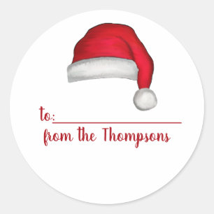 Sticker Rond Noël Santa Chapeau Whimsical mignonne à partir de